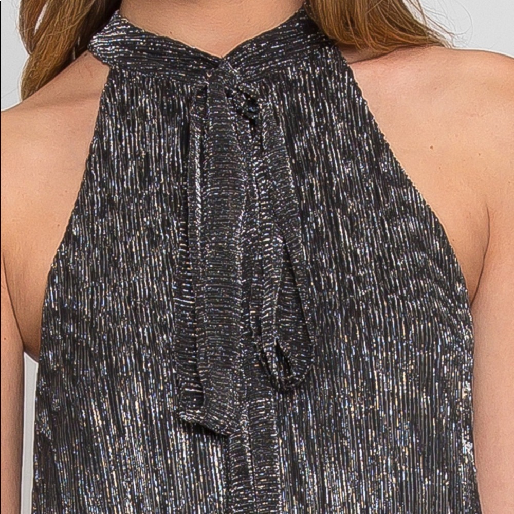 Shimmer pleaded halter Dress - Picture 5 of 5